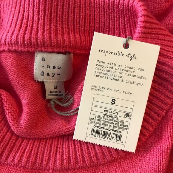 A New Day Womens Pink Crewneck Sweater Ribbed Hem/Cuffs Size S - Picture 3 of 5